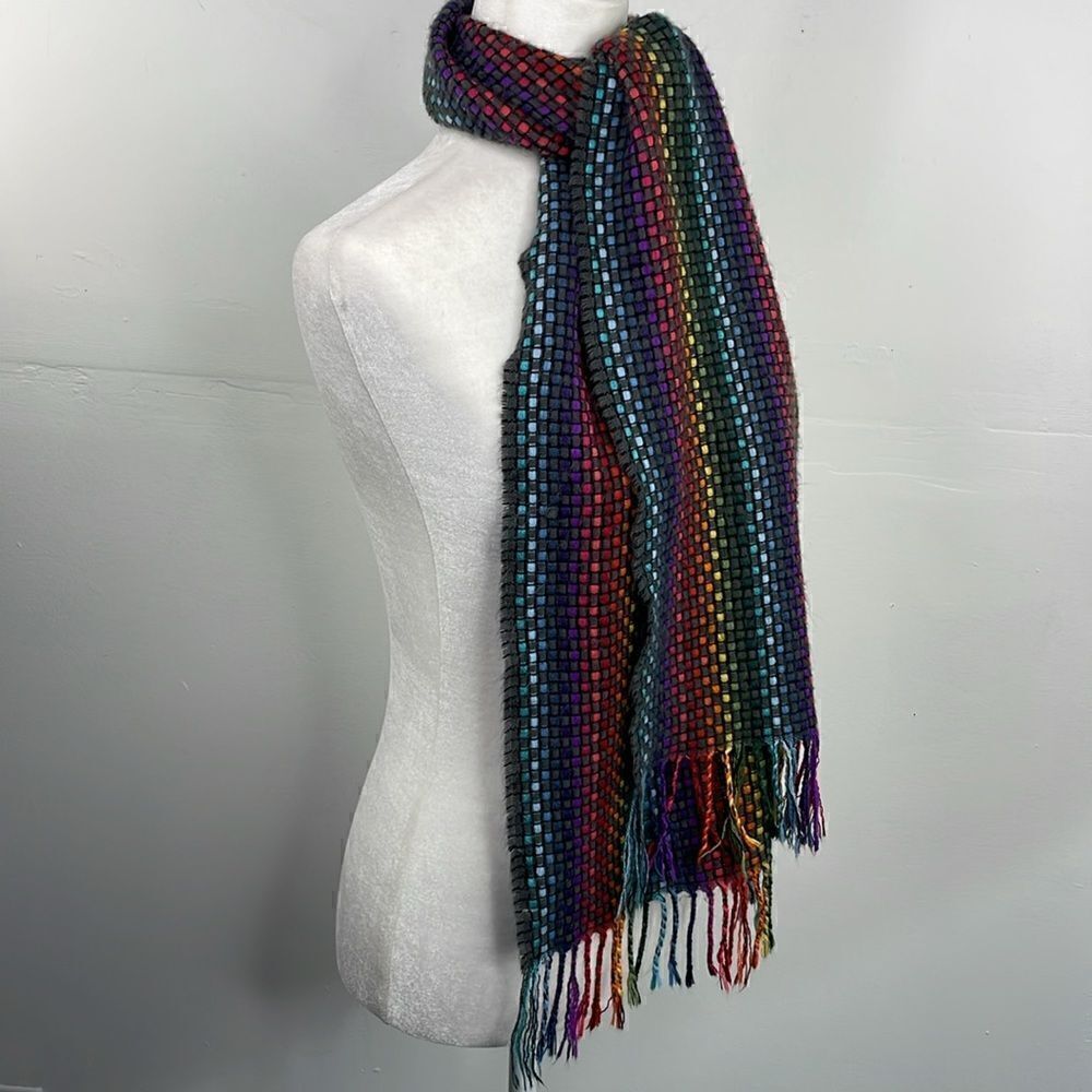Scarf Rectangular Rainbow Weave Warm Soft - Picture 3 of 10